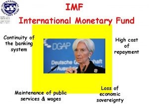 IMF International Monetary Fund Continuity of the banking