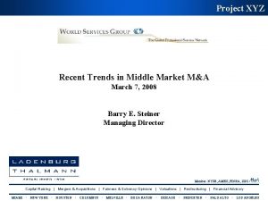 Project XYZ Recent Trends in Middle Market MA