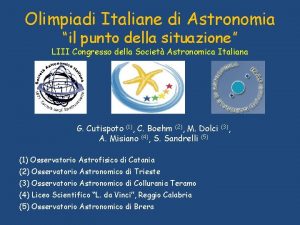 Olimpiadi Italiane di Astronomia il punto della situazione