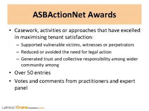 ASBAction Net Awards Casework activities or approaches that