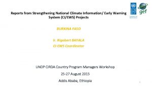 Reports from Strengthening National Climate Information Early Warning