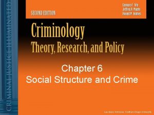 Chapter 6 Social Structure and Crime Lee AyersSchlosser