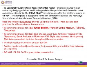 The Cooperative Agricultural Research Center Poster Template ensures