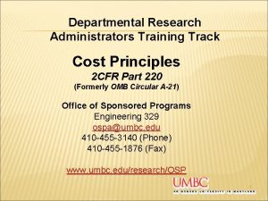 Departmental Research Administrators Training Track Cost Principles 2