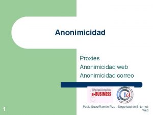 Anonimicidad Proxies Anonimicidad web Anonimicidad correo 1 Pablo