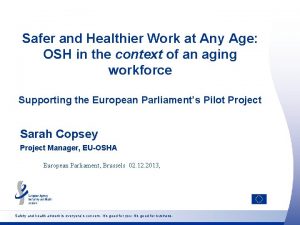 Safer and Healthier Work at Any Age OSH