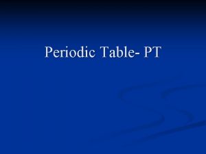 Periodic Table PT History of the Periodic Table