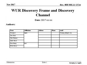 Nov 2017 doc IEEE 802 11 17xx WUR