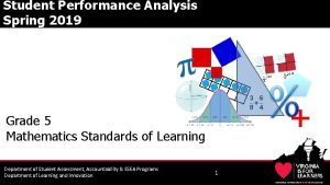 Student Performance Analysis Spring 2019 Grade 5 Mathematics