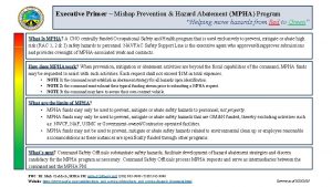 Executive Primer Mishap Prevention Hazard Abatement MPHA Program