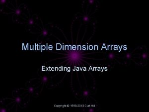 Multiple Dimension Arrays Extending Java Arrays Copyright 1998