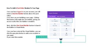 How To Add A Post Slider Module To