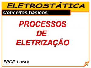 Conceitos bsicos PROF Lucas 1 ELETRIZAO Transferncia de