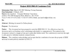 March 2003 doc IEEE 802 19 03012 r