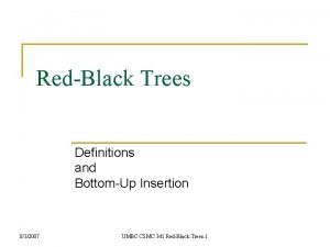 RedBlack Trees Definitions and BottomUp Insertion 832007 UMBC
