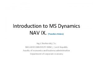 Introduction to MS Dynamics NAV IX Transfers Orders