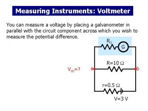 Measuring Instruments Voltmeter You can measure a voltage