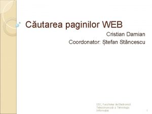 Cutarea paginilor WEB Cristian Damian Coordonator tefan Stncescu