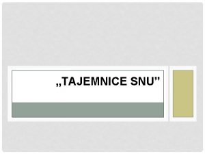 TAJEMNICE SNU Znaczenie snu dla czowieka 1 redukcja