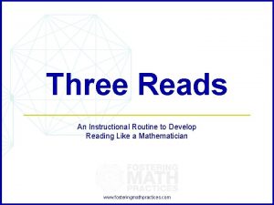 Three Reads An Instructional Routine to Develop Reading
