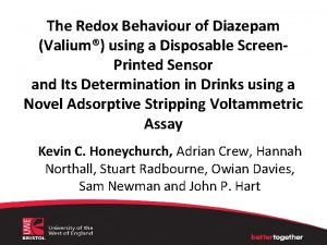 The Redox Behaviour of Diazepam Valium using a