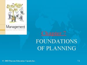 Chapter 7 FOUNDATIONS OF PLANNING 2003 Pearson Education
