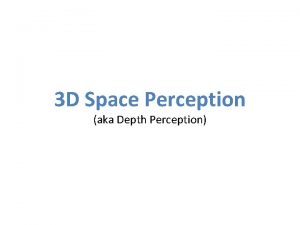 3 D Space Perception aka Depth Perception 3