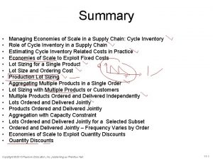 Summary Managing Economies of Scale in a Supply