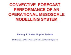 CONVECTIVE FORECAST PERFORMANCE OF AN OPERATIONAL MESOSCALE MODELLING