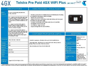 Telstra Pre Paid 4 GX WIFI Plus SPECIFICATIONS