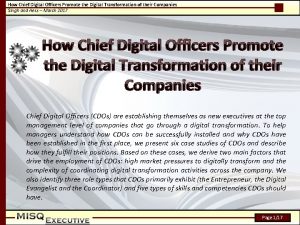 How Chief Digital Officers Promote the Digital Transformation