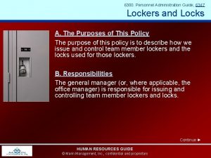 6300 Personnel Administration Guide 6347 Lockers and Locks