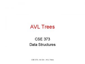 AVL Trees CSE 373 Data Structures CSE 373