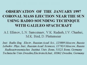 OBSERVATION OF THE JANUARY 1997 CORONAL MASS EJECTION