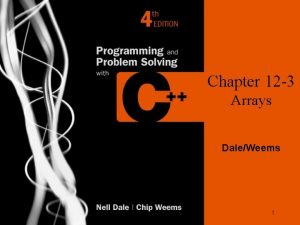 Chapter 12 3 Arrays DaleWeems 1 Specification of