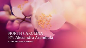 NORTH CAROLINA BY Alexandra Arambula STATE RESEARCH REPORT