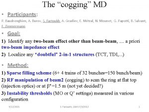 The cogging MD Participants P Baudrenghien A Burov