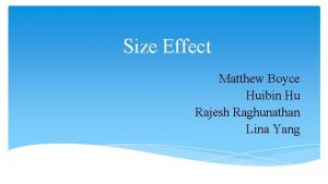 Size Effect Matthew Boyce Huibin Hu Rajesh Raghunathan