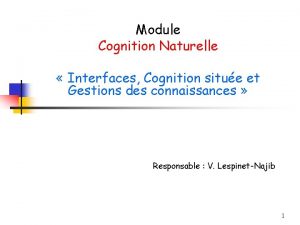 Module Cognition Naturelle Interfaces Cognition situe et Gestions