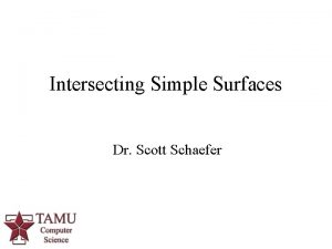 Intersecting Simple Surfaces Dr Scott Schaefer 1 Types