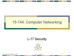 15 744 Computer Networking L17 Security Srinivasan Seshan