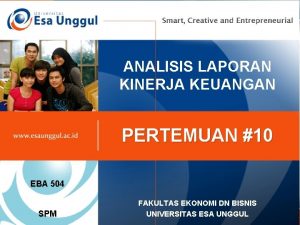 ANALISIS LAPORAN KINERJA KEUANGAN PERTEMUAN 10 EBA 504