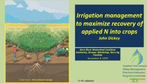 Irrigation management to maximize recovery of applied N