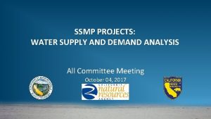 SSMP PROJECTS WATER SUPPLY AND DEMAND ANALYSIS All