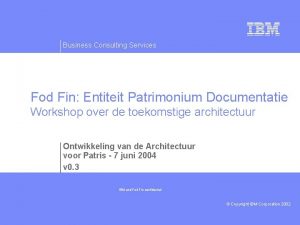 Business Consulting Services Fod Fin Entiteit Patrimonium Documentatie