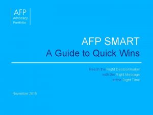 AFP SMART A Guide to Quick Wins Reach