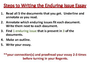 How to start an enduring issues essay