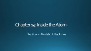 Chapter 14 Inside the Atom A Greek philosophers
