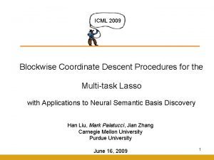 ICML 2009 Blockwise Coordinate Descent Procedures for the