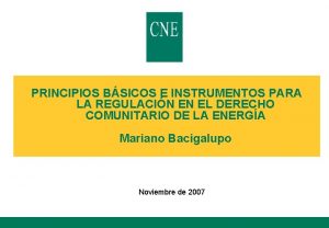 PRINCIPIOS BSICOS E INSTRUMENTOS PARA LA REGULACIN EN